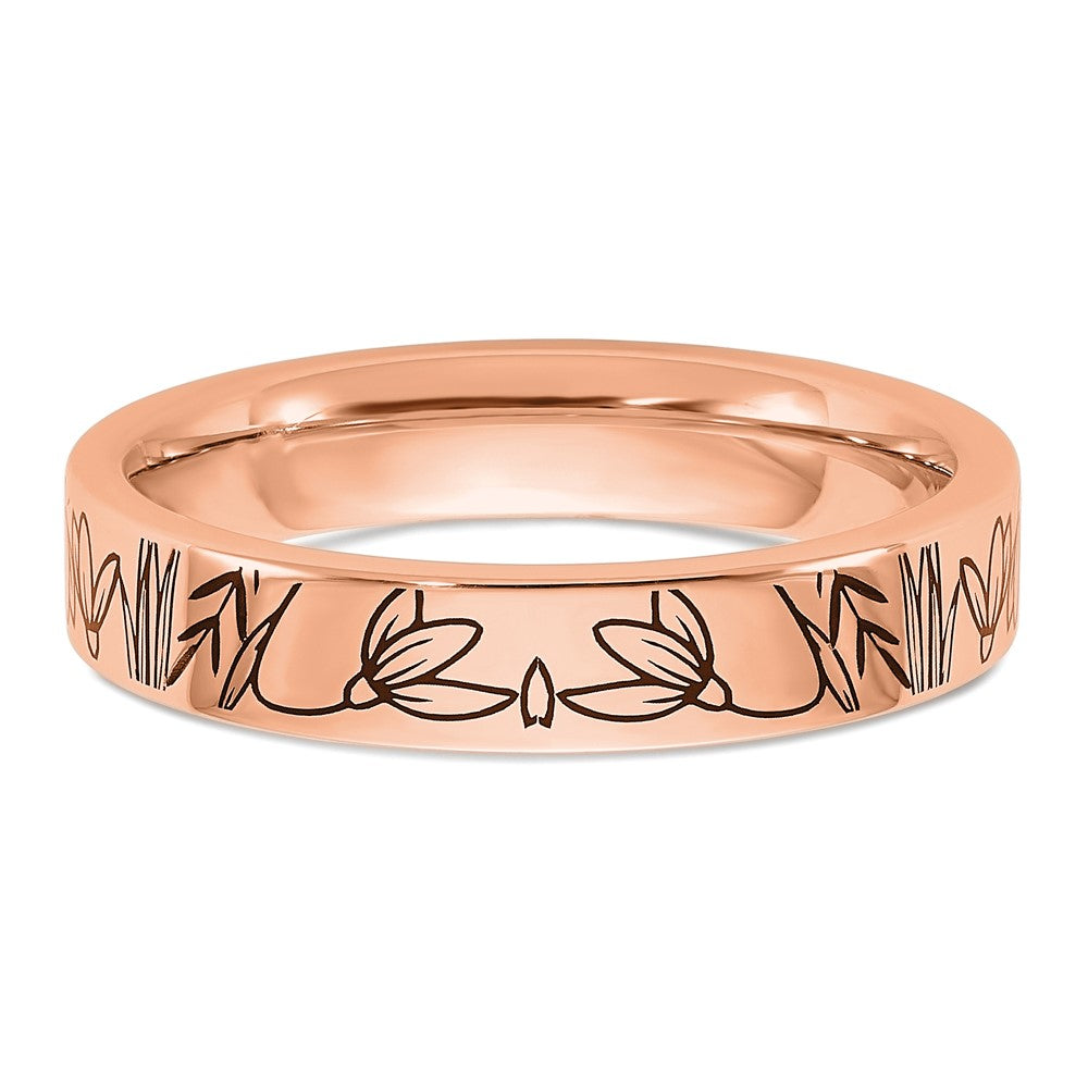 14k Rose Gold Name and Birth Flower Ring