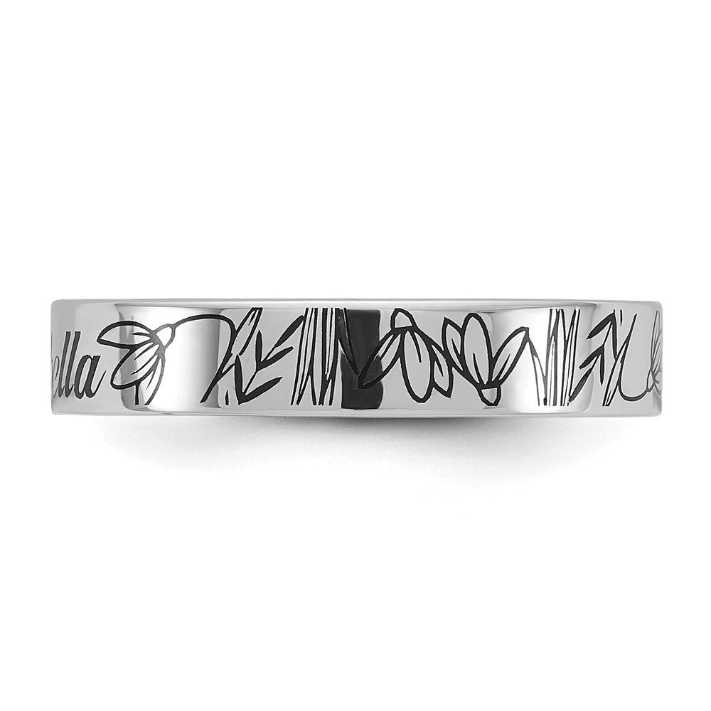 14k White Gold Name and Birth Flower Ring