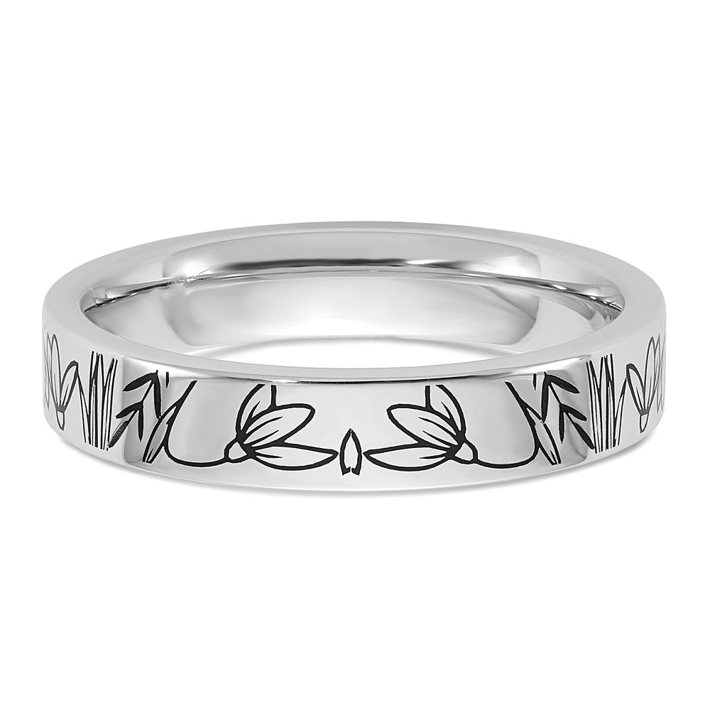 14k White Gold Name and Birth Flower Ring