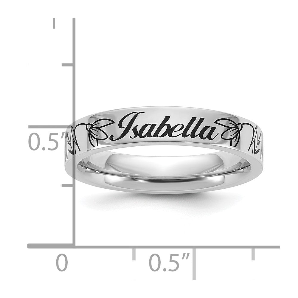 Sterling Silver/Rhodium-plated Name and Birth Flower Ring