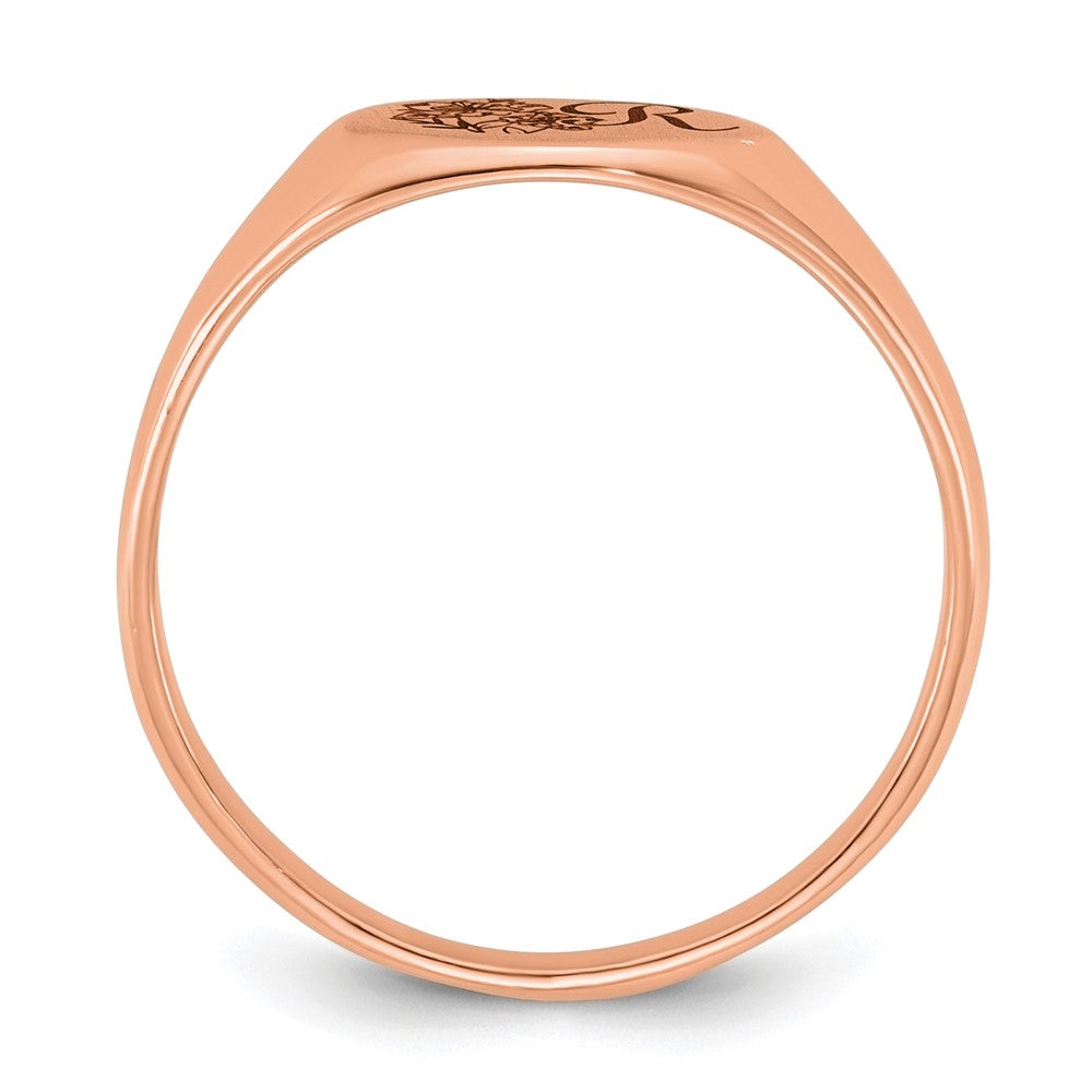 14k Rose Gold Epoxy Initial and Birth Flower Signet Ring