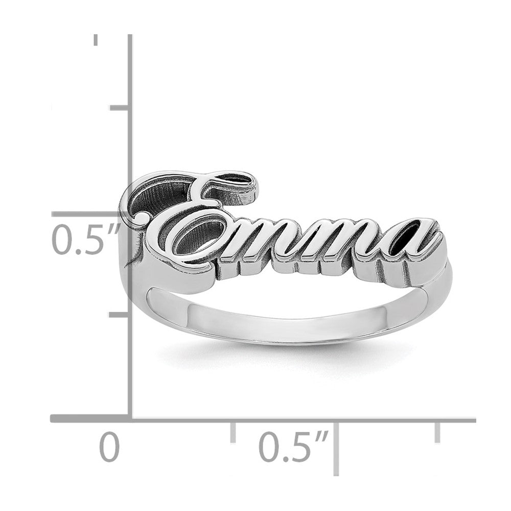 Sterling Silver/Rhodium-plated Name Plate Ring