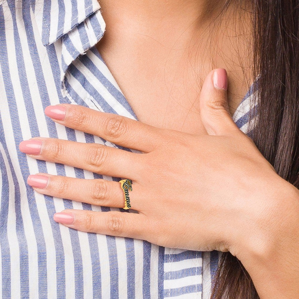 Sterling Silver/Gold-plated Epoxy Name Plate Ring