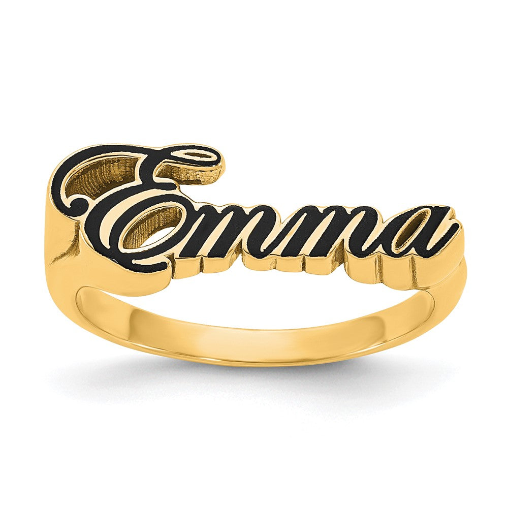 Sterling Silver/Gold-plated Epoxy Name Plate Ring
