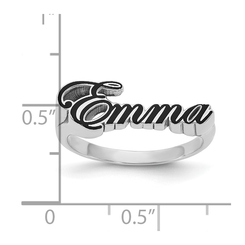 Sterling Silver/Rhodium-plated Epoxy Name Plate Ring