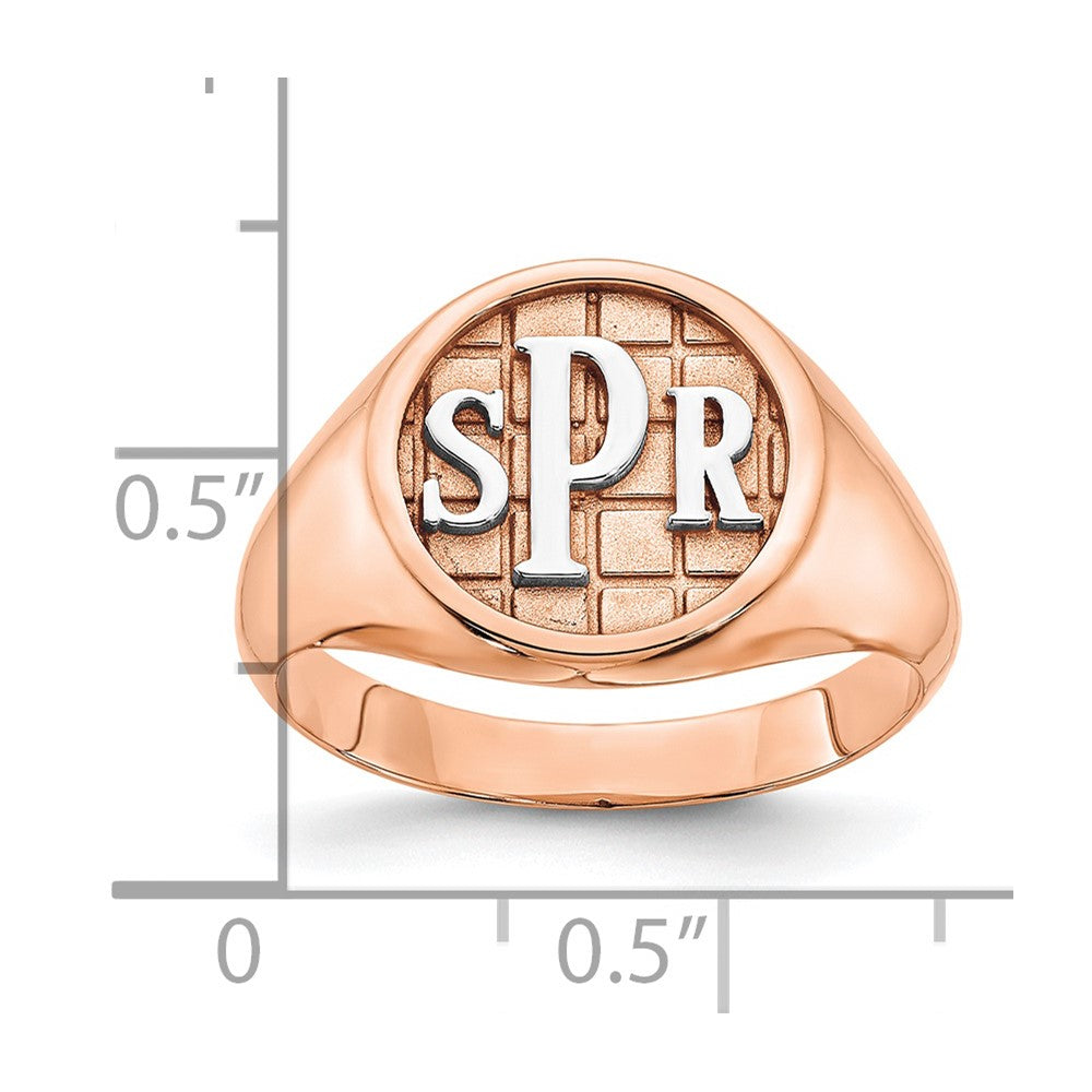 Sterling Silver/Rose-plated Textured Monogram Signet Ring