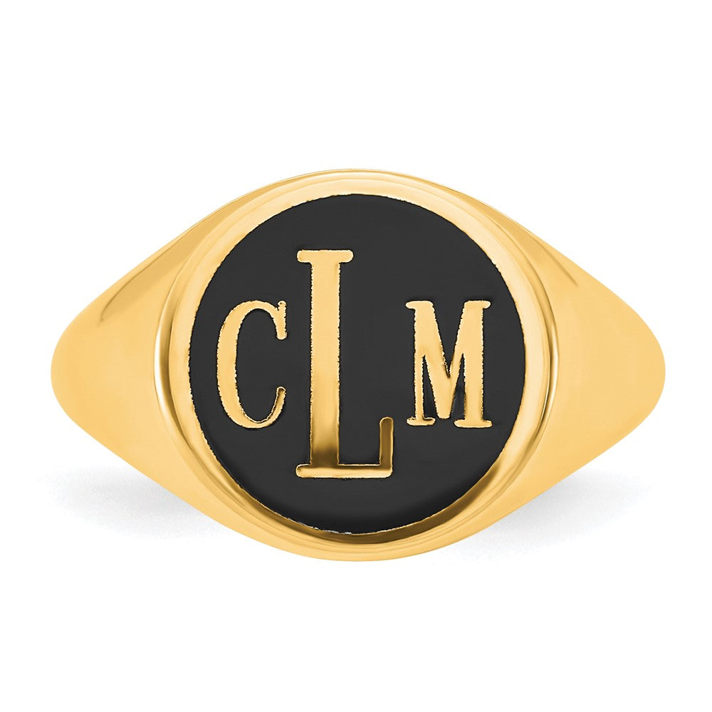 14k Yellow Gold with Epoxy Monogram Ring