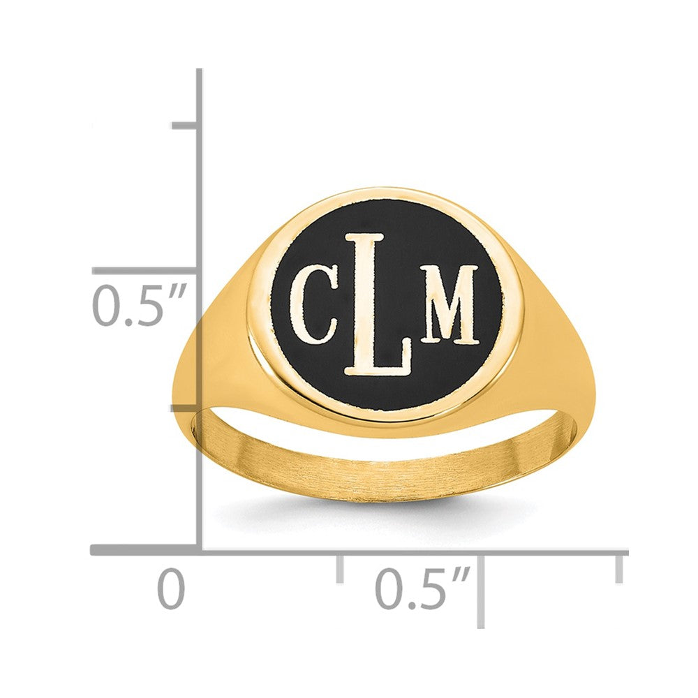 14k Yellow Gold with Epoxy Monogram Ring