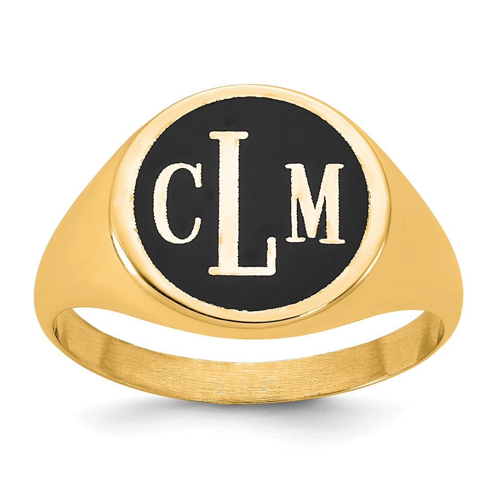 14k Yellow Gold with Epoxy Monogram Ring