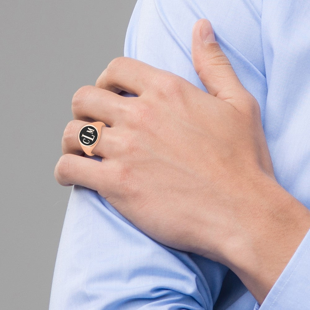 Sterling Silver/Rose-plated with Epoxy Monogram Ring