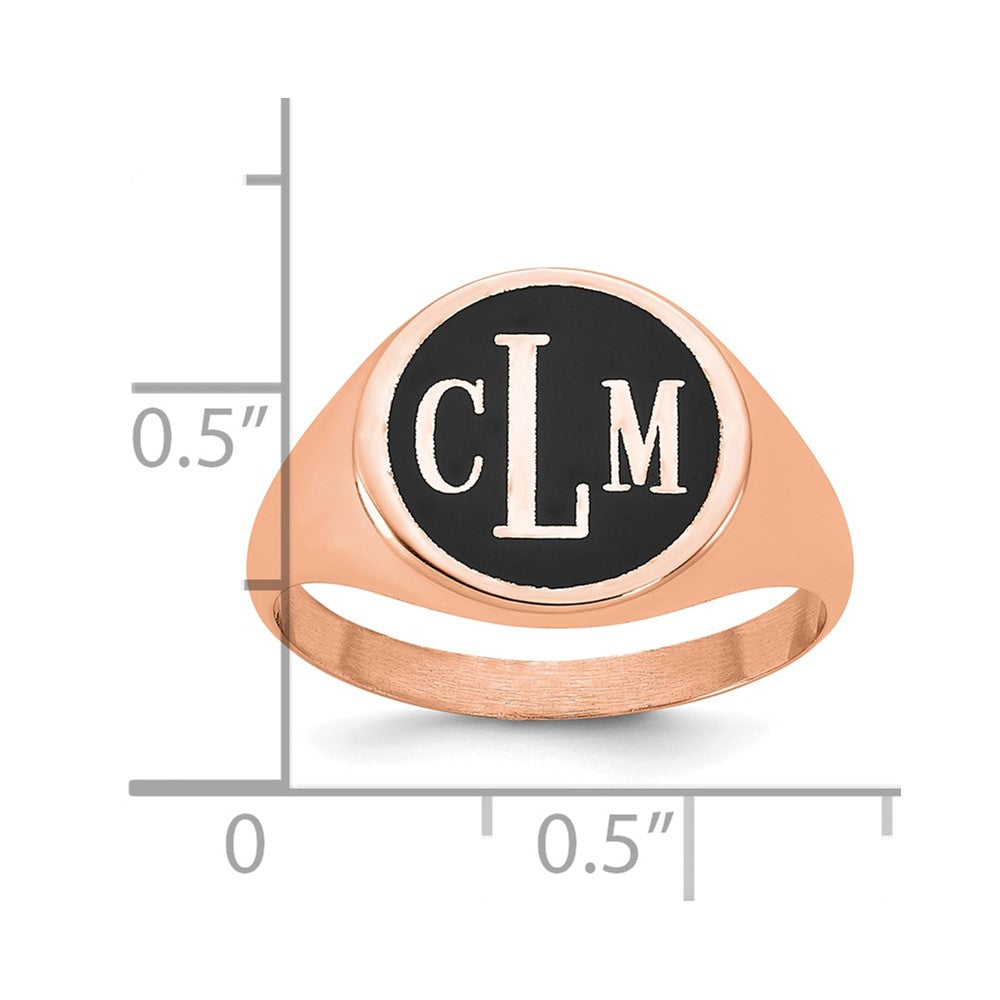 Sterling Silver/Rose-plated with Epoxy Monogram Ring