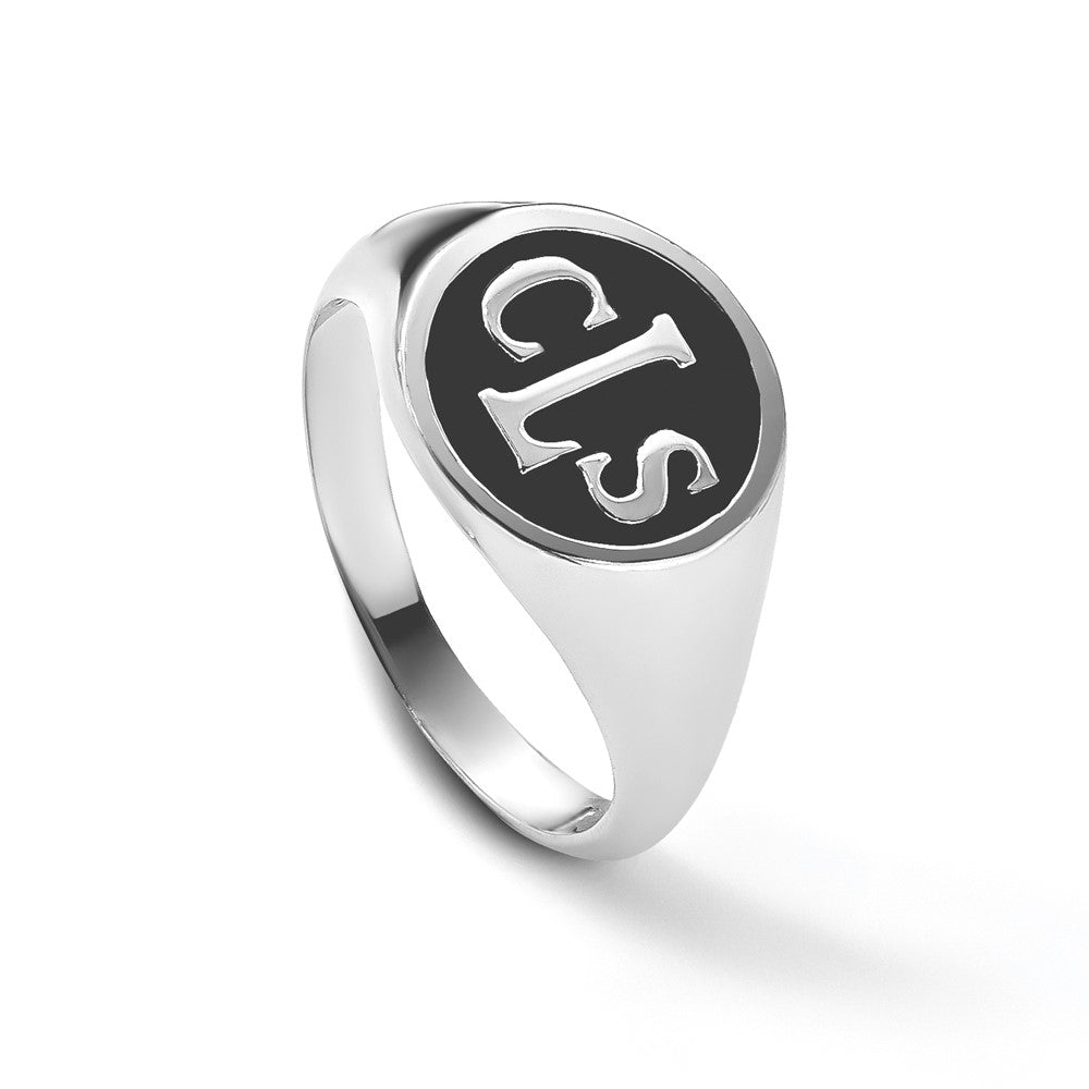 14k White Gold with Epoxy Monogram Ring