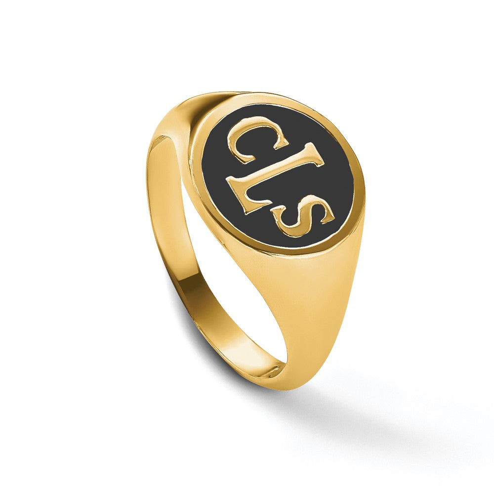 14k Yellow Gold with Epoxy Monogram Ring
