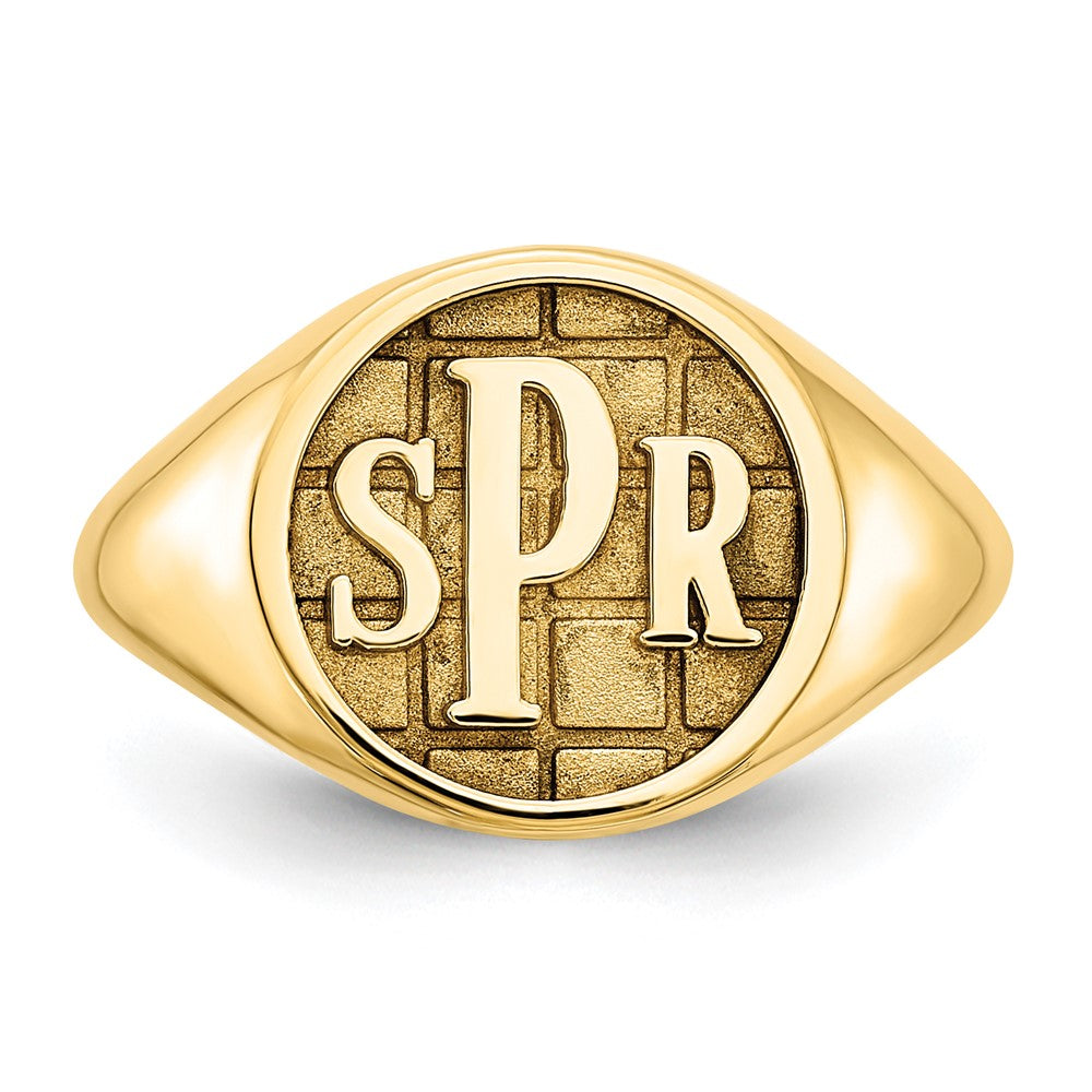 14k Yellow Gold Textured Monogram Signet Ring