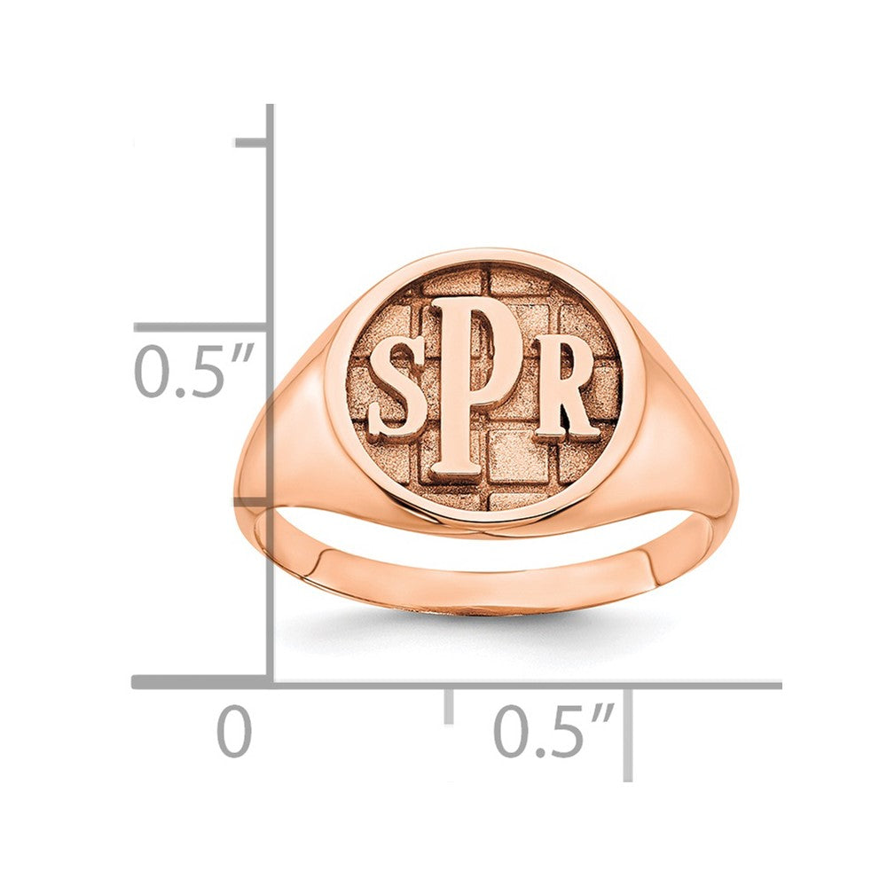 14k Rose Gold Textured Monogram Signet Ring