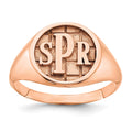 14k Rose Gold Textured Monogram Signet Ring