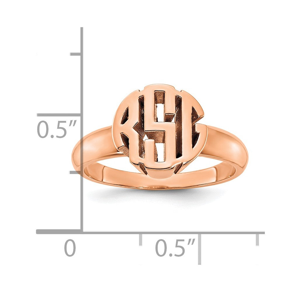 Sterling Silver/Rose-plated Monogram Ring