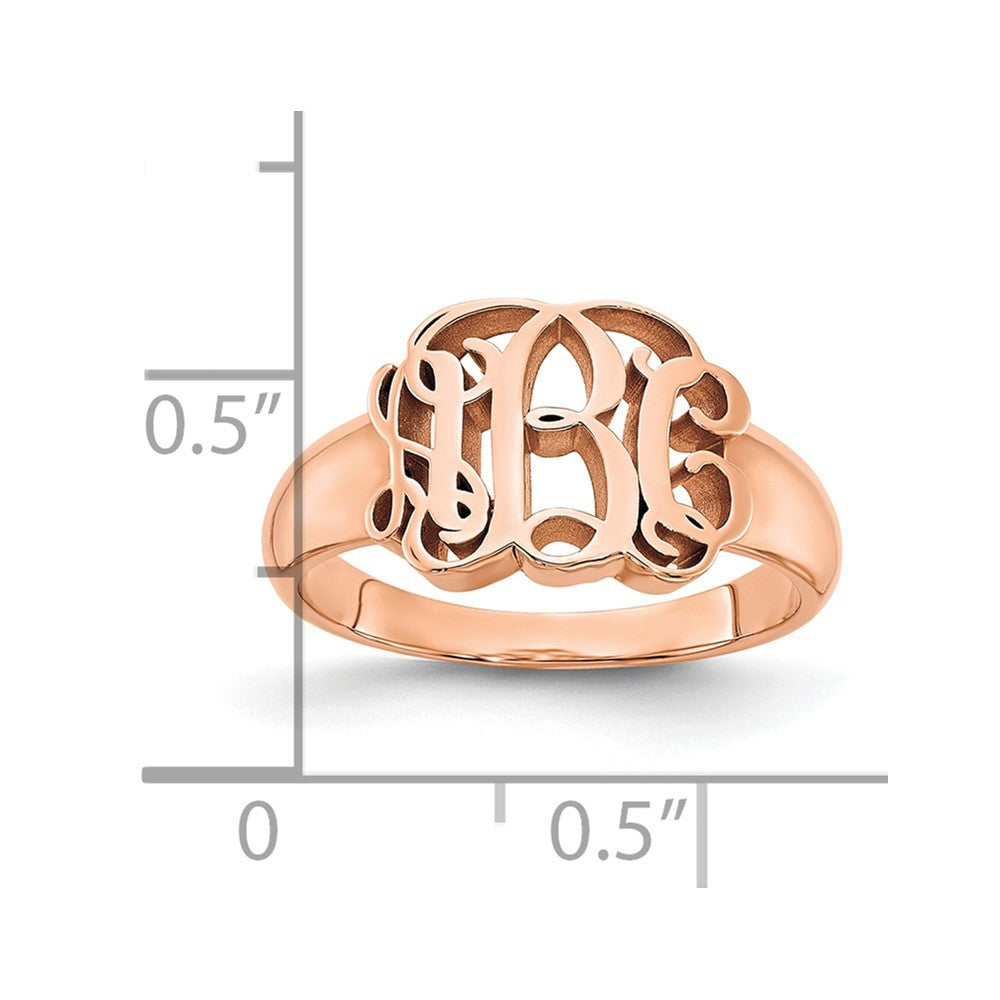 Sterling Silver/Rose-plated Monogram Ring