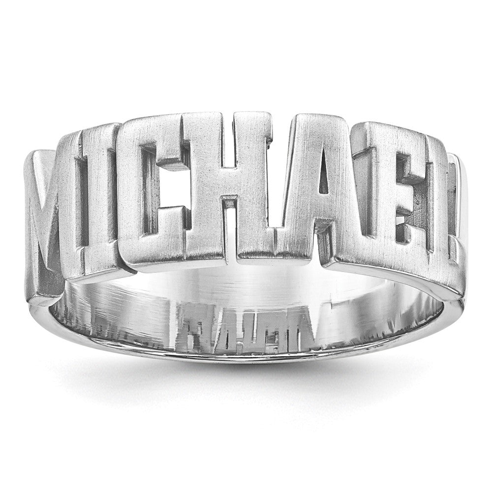 Sterling Silver/Rhodium-plated Cut-out Name Ring