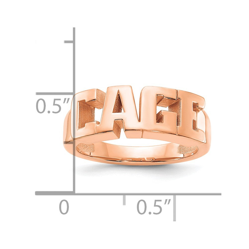 14k Rose Gold Cut-out Name Ring