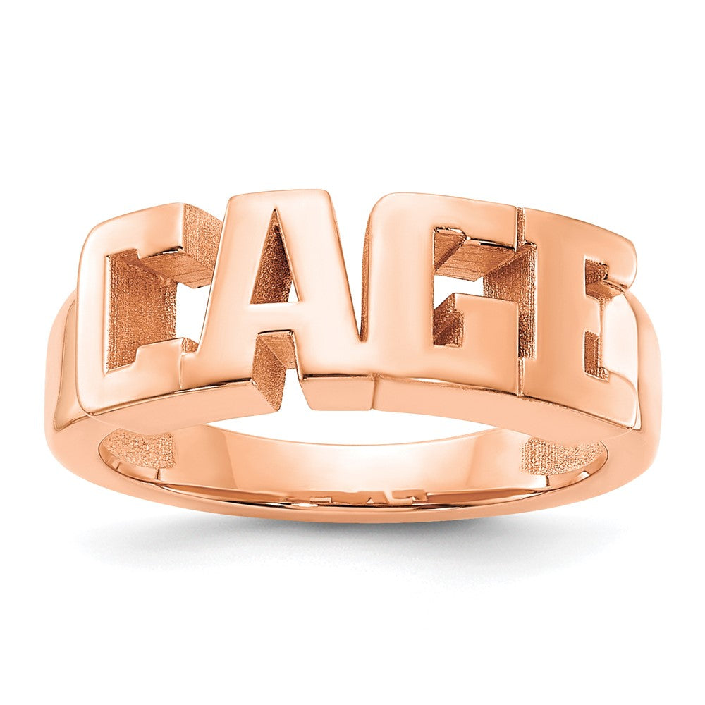 Sterling Silver/Rose-plated Cut-out Name Ring