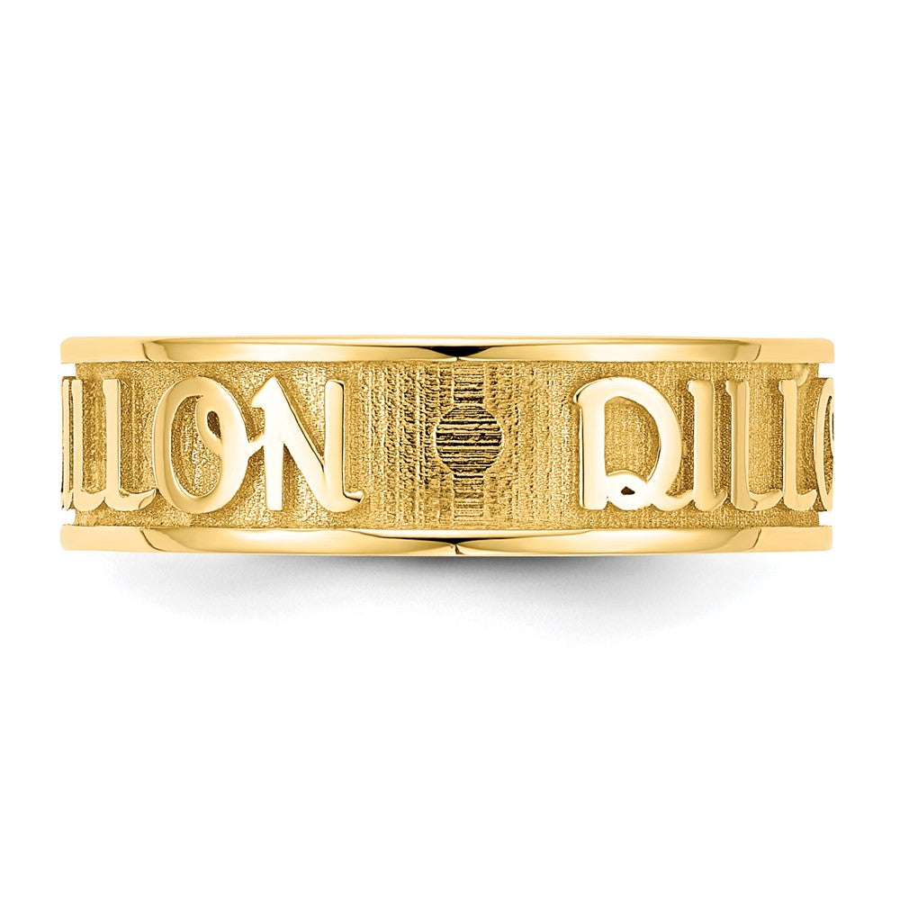 14k Yellow Gold Polished and Sandblasted Name Ring