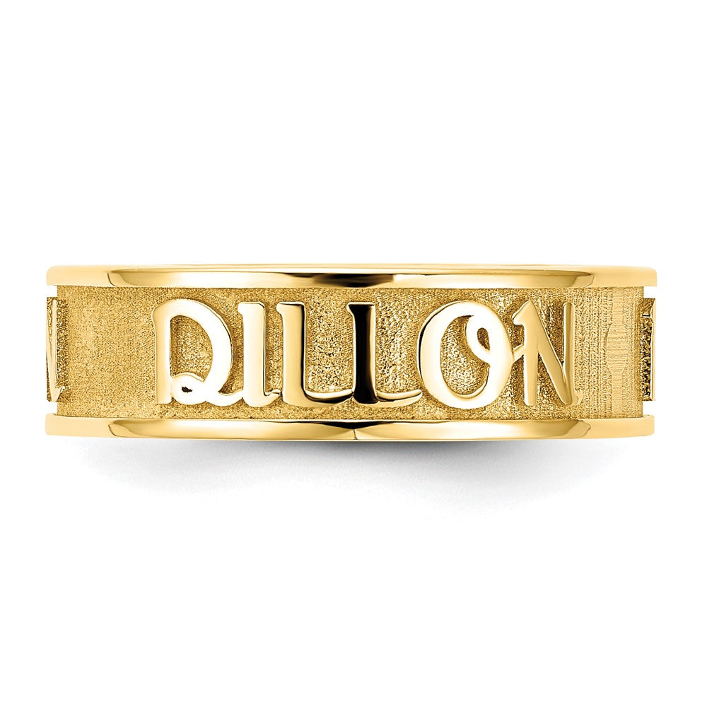 14k Yellow Gold Polished and Sandblasted Name Ring