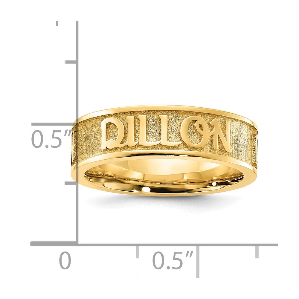14k Yellow Gold Polished and Sandblasted Name Ring