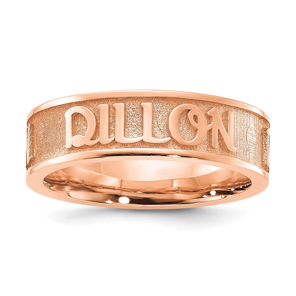 SS/Rose-plated Polished and Sandblasted Name Ring