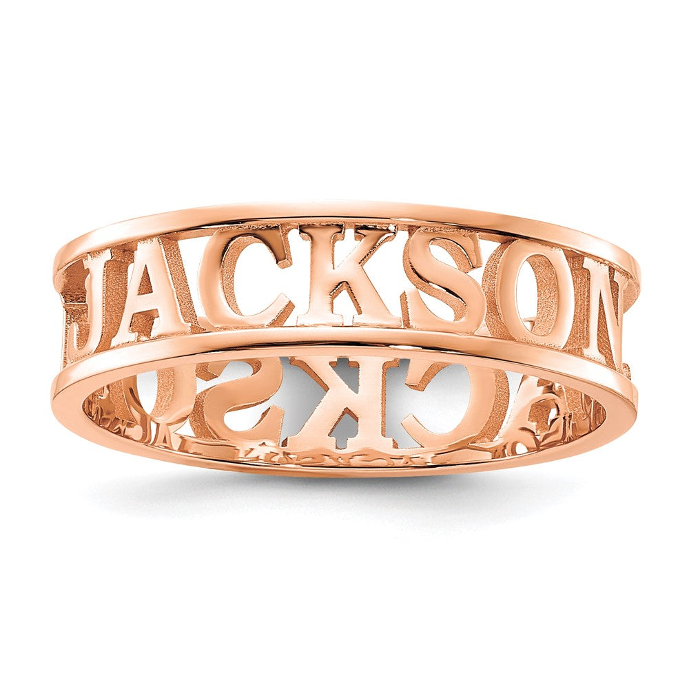 14k Rose Gold Cut-out Name Ring