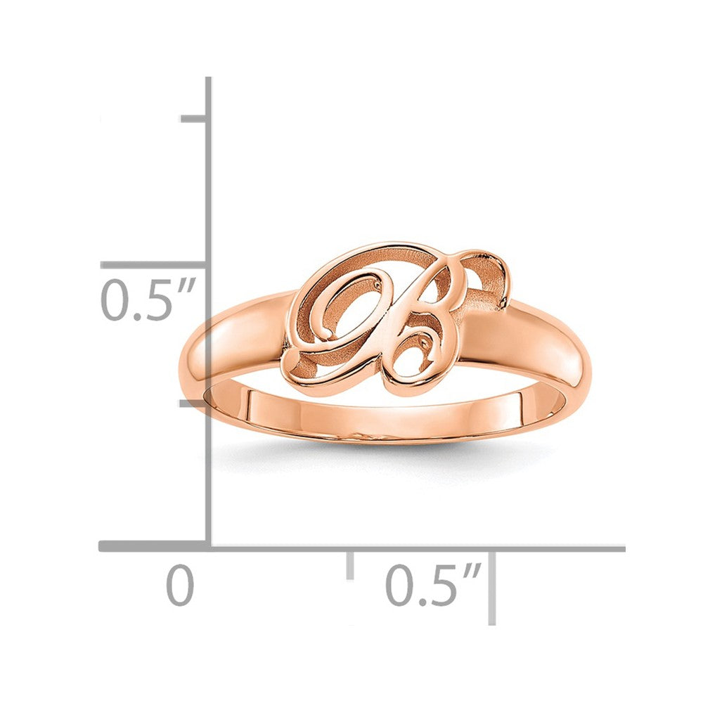 Sterling Silver/Rose-plated Script Initial Ring