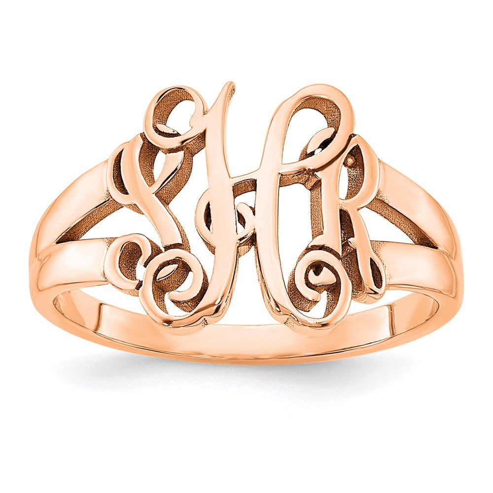 Sterling Silver/Rose-plated Monogram Ring