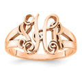 Sterling Silver/Rose-plated Monogram Ring