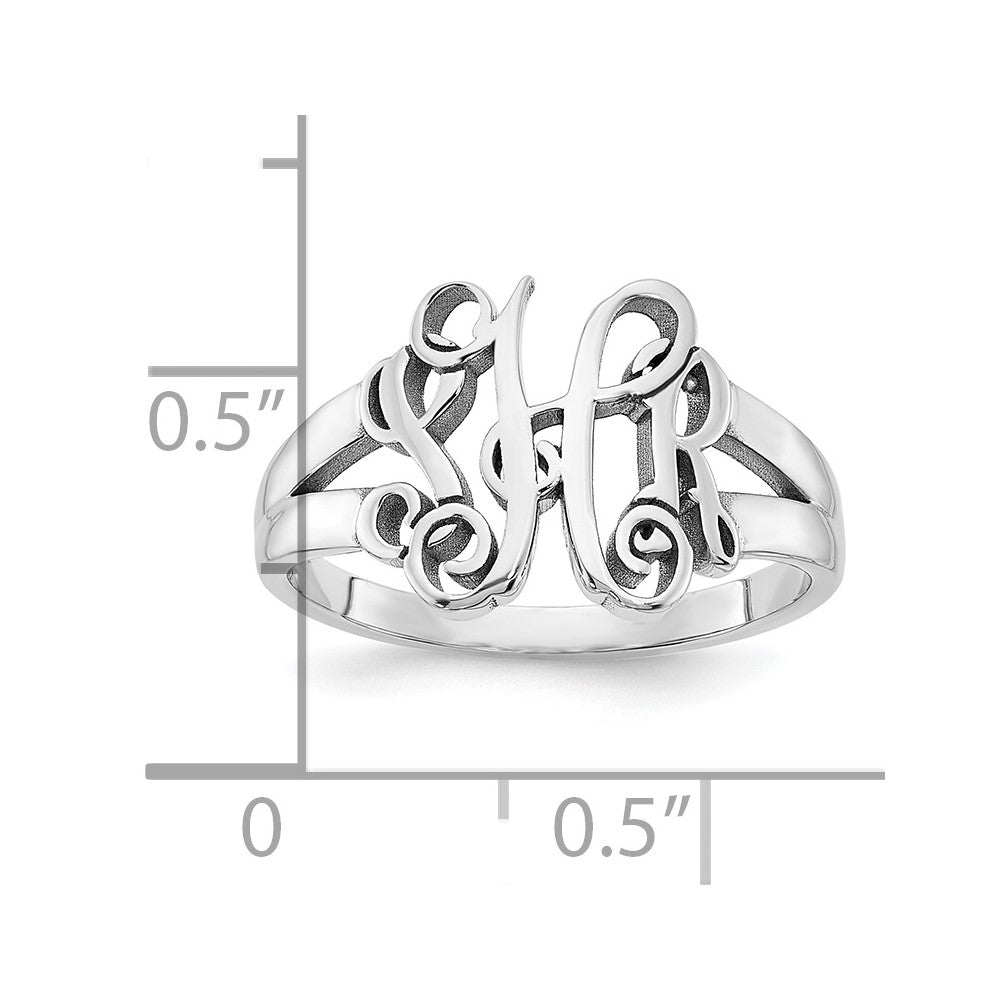 Sterling Silver/Rhodium-plated Monogram Ring