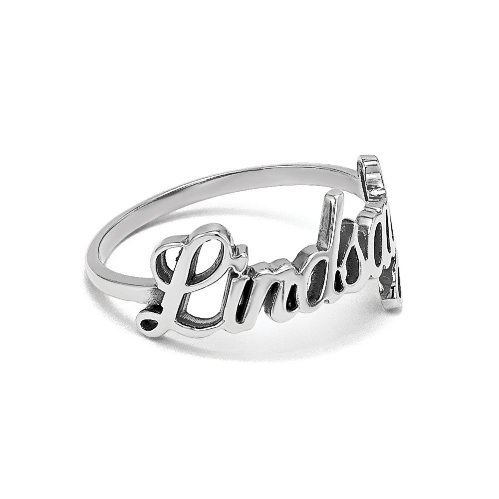 14k White Gold Name Plate Ring