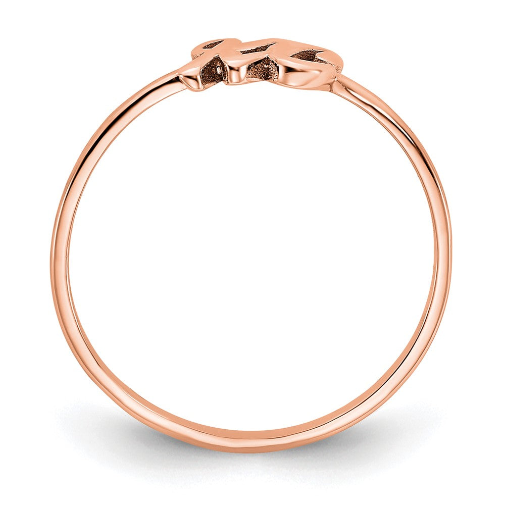 14k Rose Gold Script or Block Font Double Initial Ring