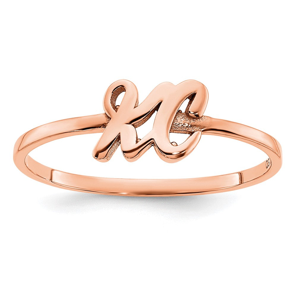 Sterling Silver/Rose-plated Script or Block Font Double Initial Ring