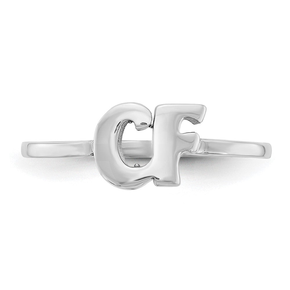 10k White Gold Script or Block Font Double Initial Ring