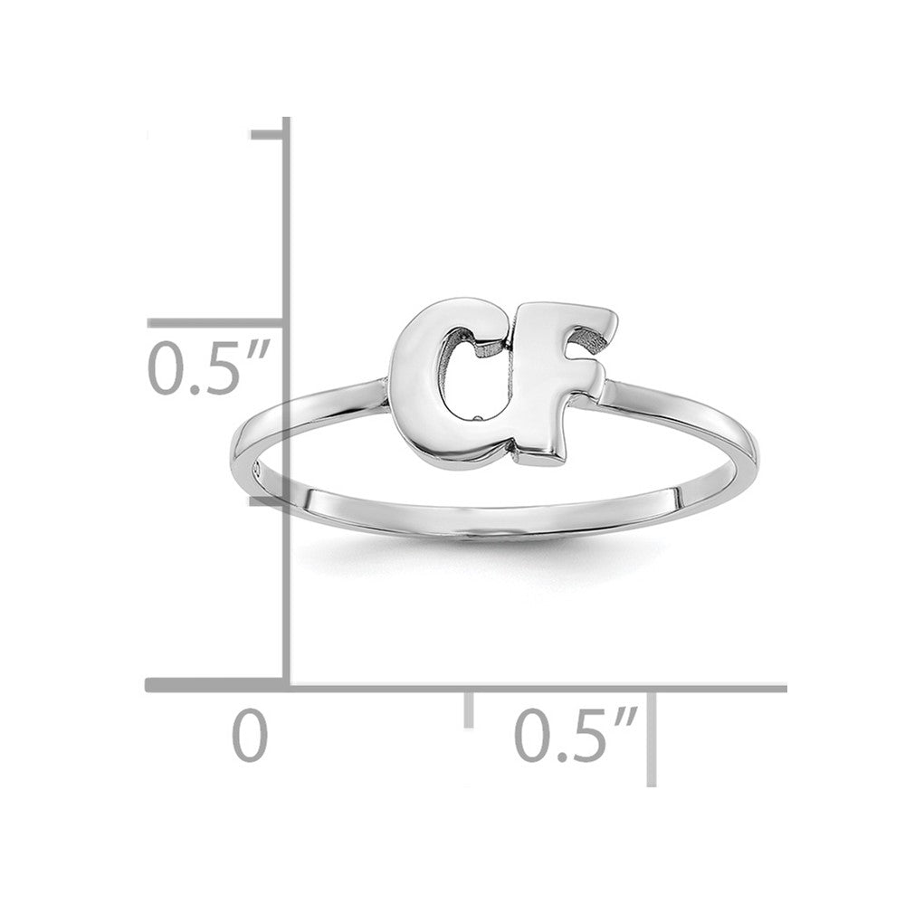 10k White Gold Script or Block Font Double Initial Ring