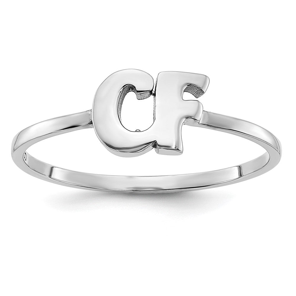 Sterling Silver/Rhod-plated Script or Block Font Double Initial Ring