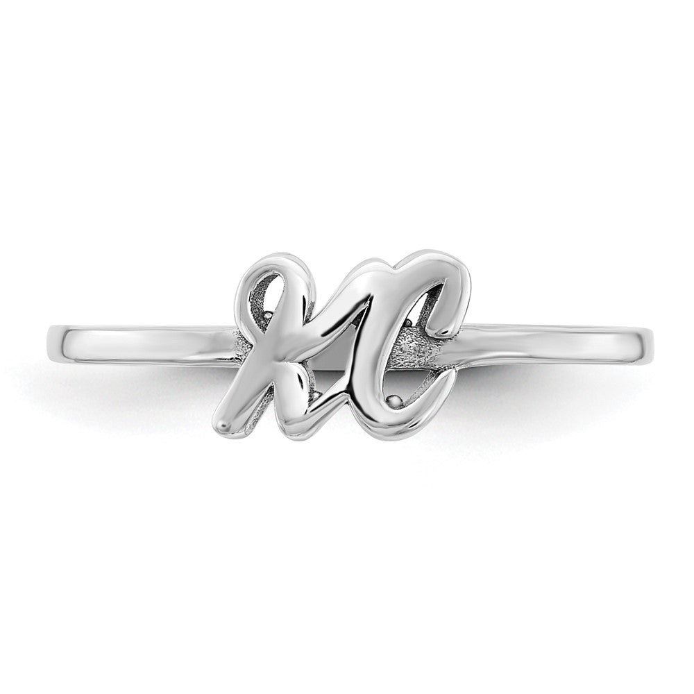 14kk White Gold Script or Block Font Double Initial Ring