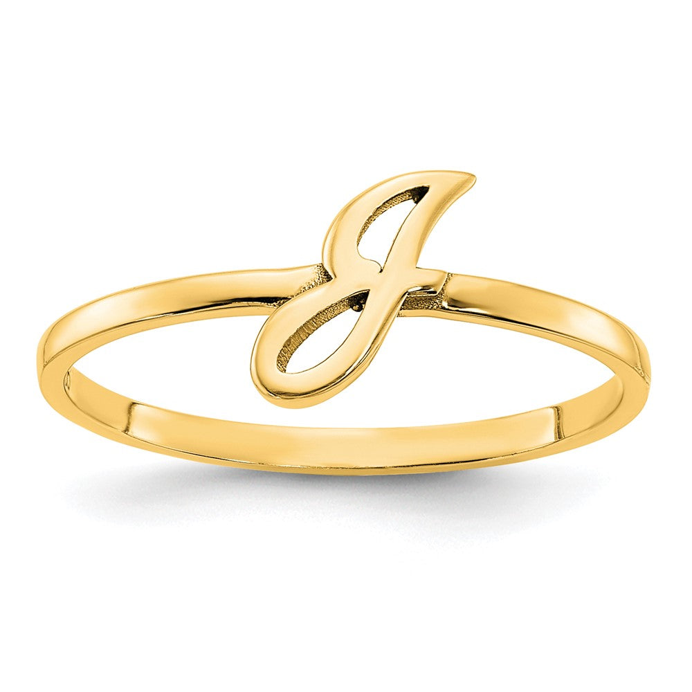 14k Yellow Gold Script or Block Font Initial Ring