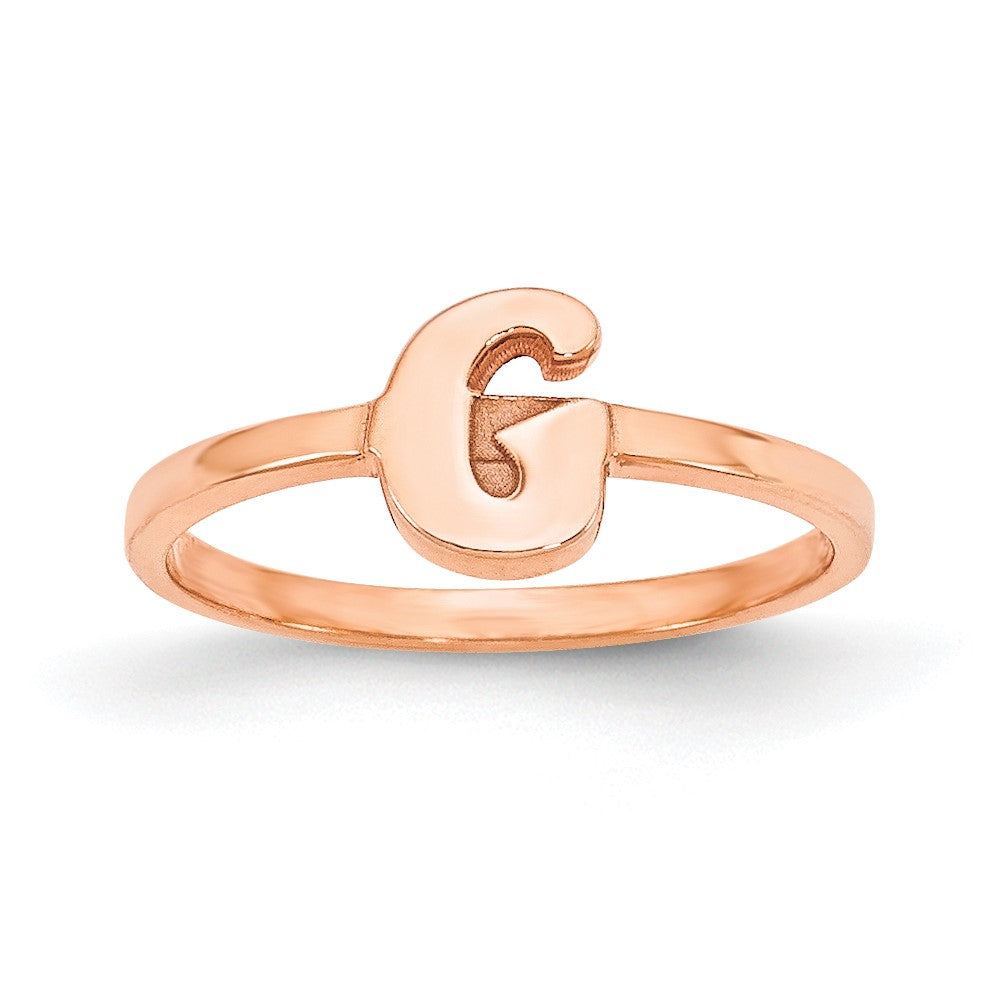 14k Rose Gold Script or Block Font Initial Ring