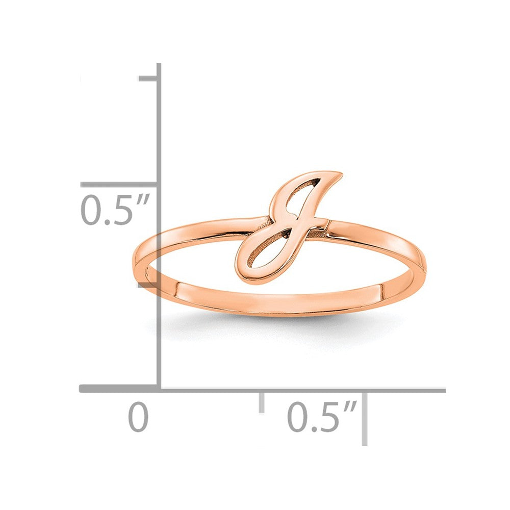 14k Rose Gold Script or Block Font Initial Ring