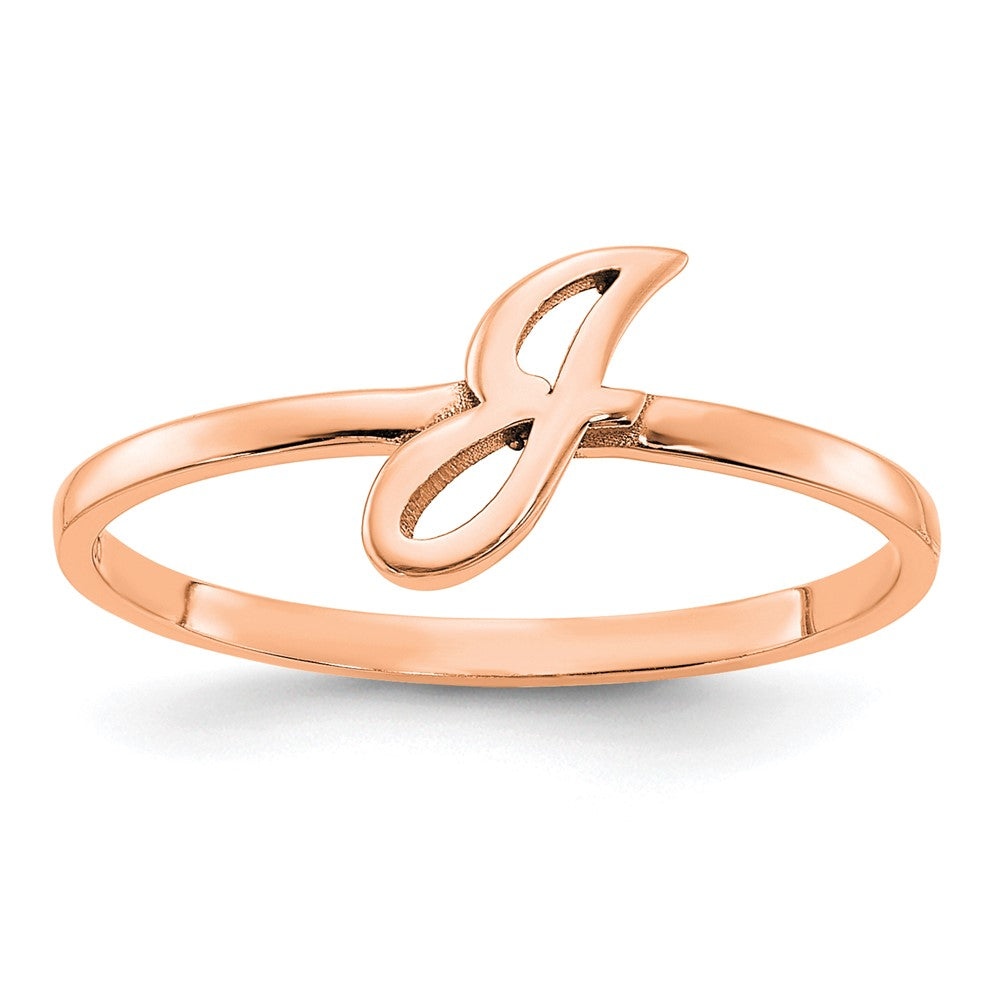 Sterling Silver/Rose-plated Script or Block Font Initial Ring