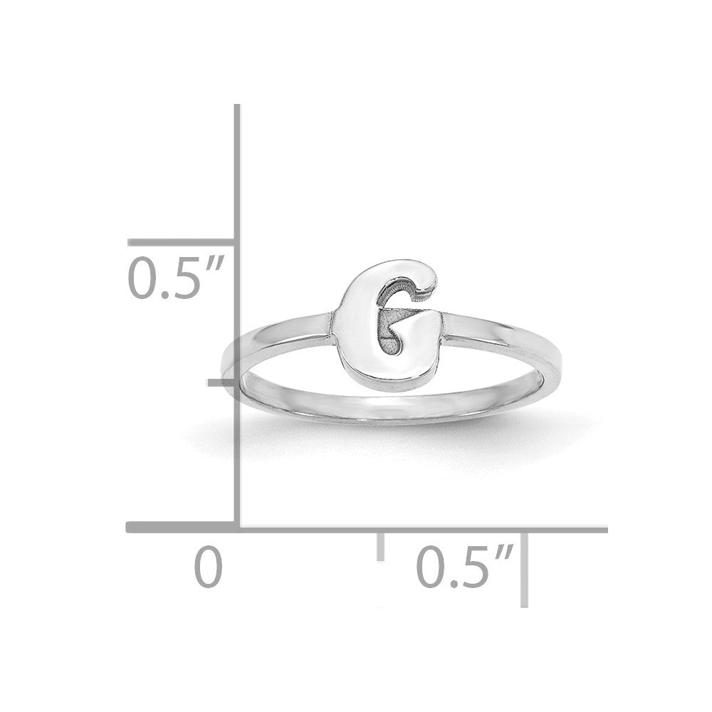 Sterling Silver/Rhodium-plated Script or Block Font Initial Ring