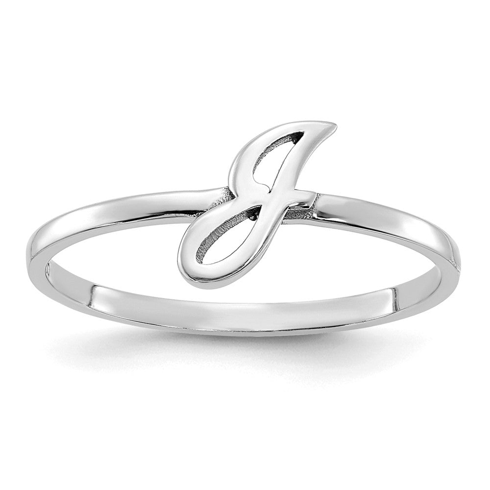 Sterling Silver/Rhodium-plated Script or Block Font Initial Ring
