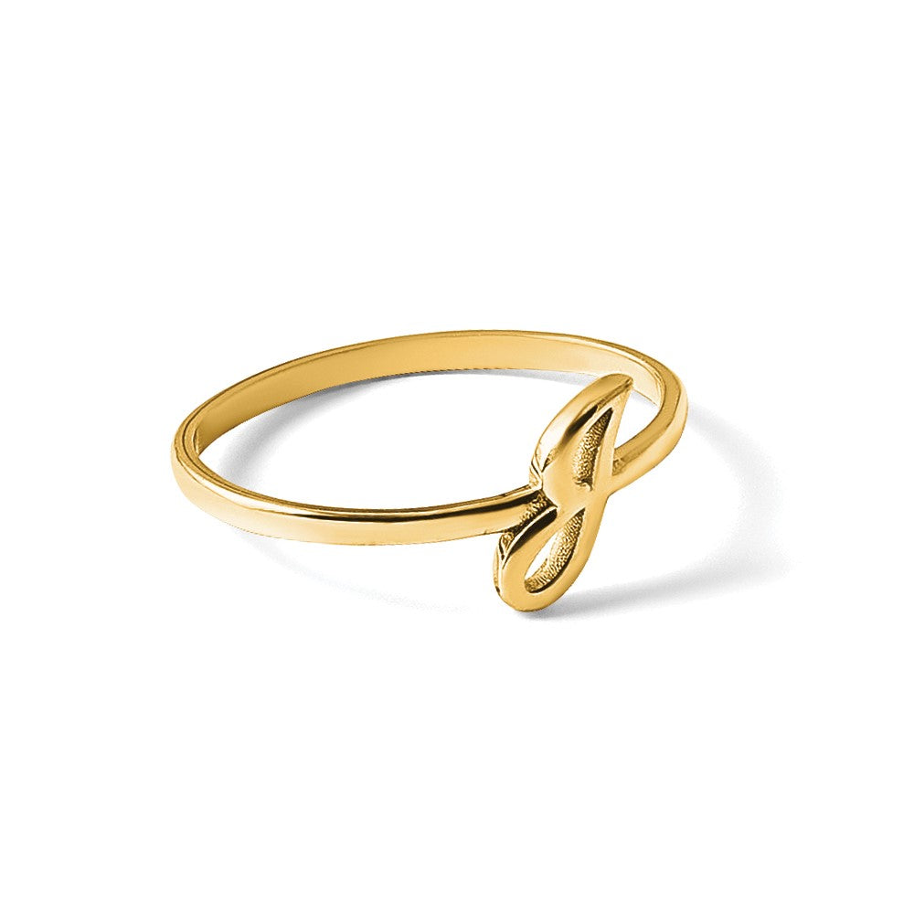 14k Yellow Gold Script or Block Font Initial Ring