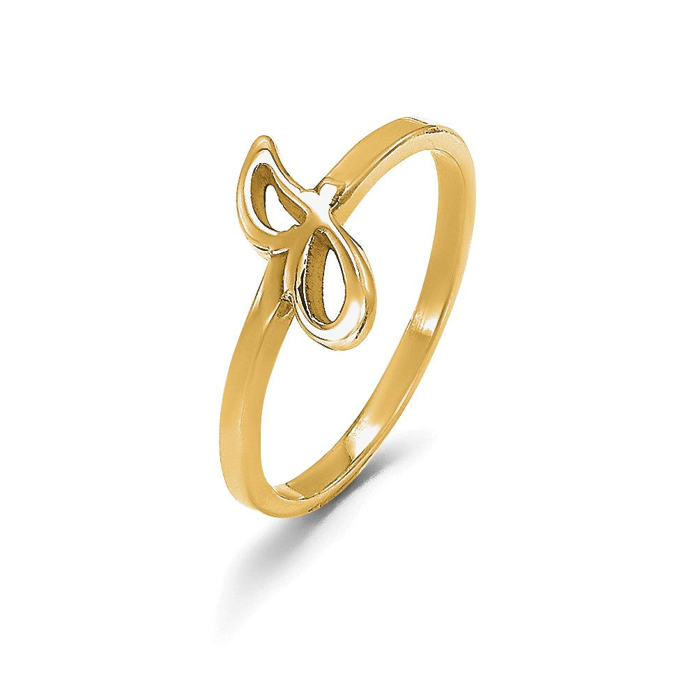 14k Yellow Gold Script or Block Font Initial Ring