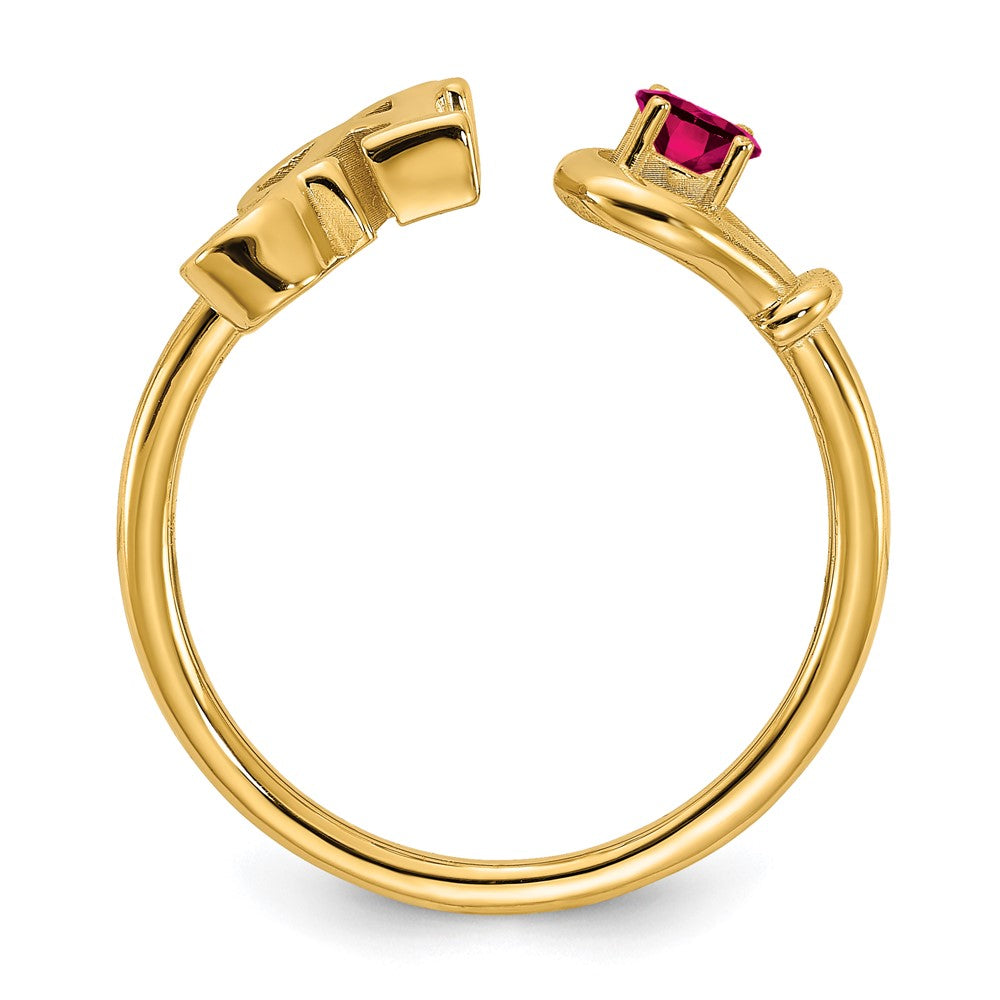 14KY Letter A with Birthstone Ring